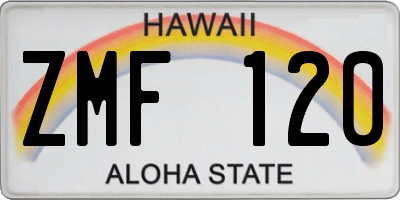 HI license plate ZMF120
