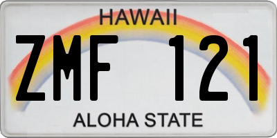 HI license plate ZMF121