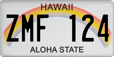 HI license plate ZMF124