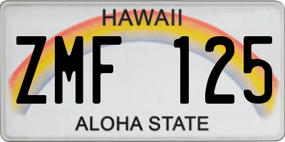HI license plate ZMF125