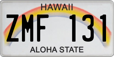 HI license plate ZMF131