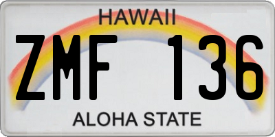 HI license plate ZMF136