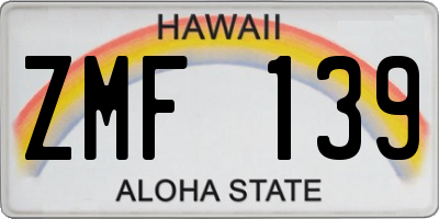 HI license plate ZMF139