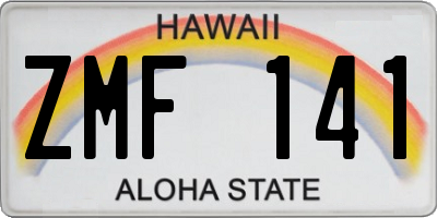 HI license plate ZMF141
