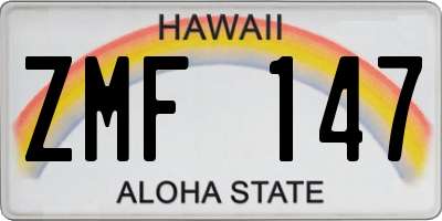 HI license plate ZMF147