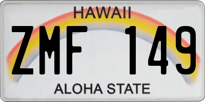 HI license plate ZMF149