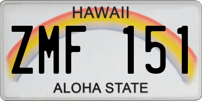 HI license plate ZMF151