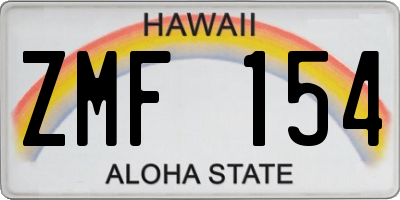 HI license plate ZMF154