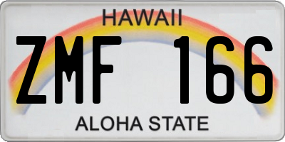 HI license plate ZMF166