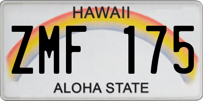 HI license plate ZMF175