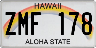 HI license plate ZMF178