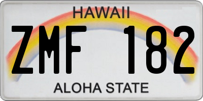 HI license plate ZMF182