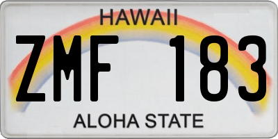 HI license plate ZMF183
