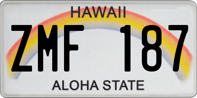 HI license plate ZMF187