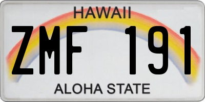 HI license plate ZMF191