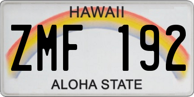 HI license plate ZMF192