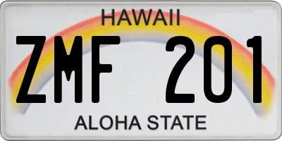HI license plate ZMF201