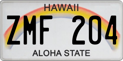 HI license plate ZMF204