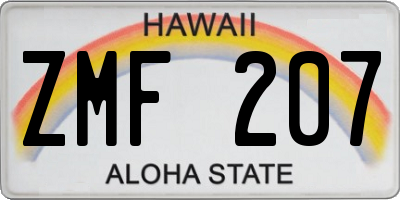 HI license plate ZMF207