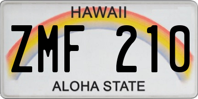 HI license plate ZMF210