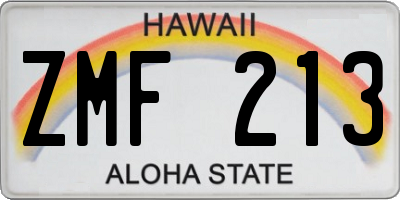 HI license plate ZMF213
