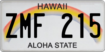 HI license plate ZMF215