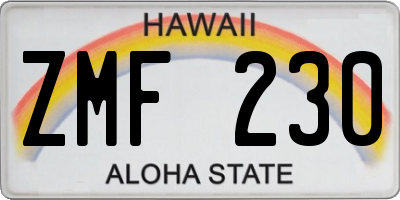 HI license plate ZMF230