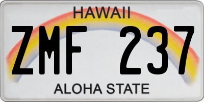 HI license plate ZMF237