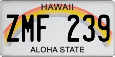 HI license plate ZMF239