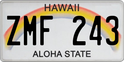 HI license plate ZMF243
