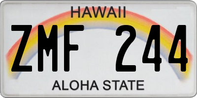 HI license plate ZMF244