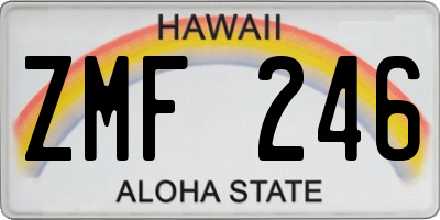 HI license plate ZMF246