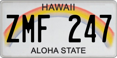 HI license plate ZMF247