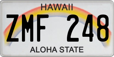 HI license plate ZMF248