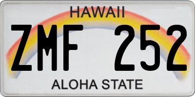 HI license plate ZMF252