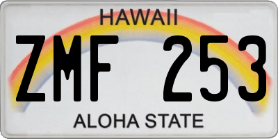 HI license plate ZMF253