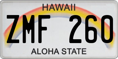 HI license plate ZMF260