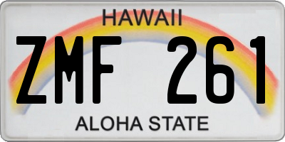 HI license plate ZMF261