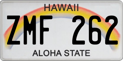 HI license plate ZMF262