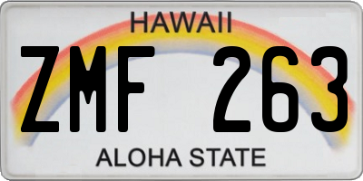 HI license plate ZMF263