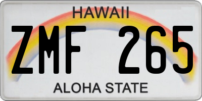HI license plate ZMF265