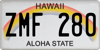 HI license plate ZMF280