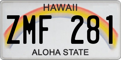 HI license plate ZMF281