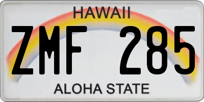 HI license plate ZMF285