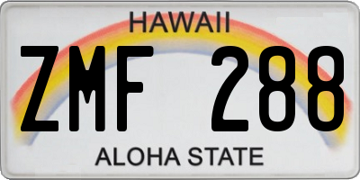 HI license plate ZMF288