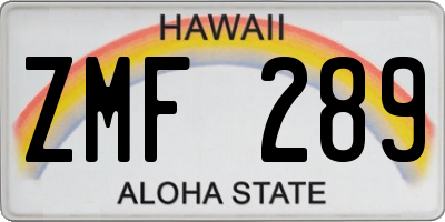 HI license plate ZMF289
