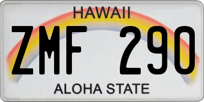 HI license plate ZMF290