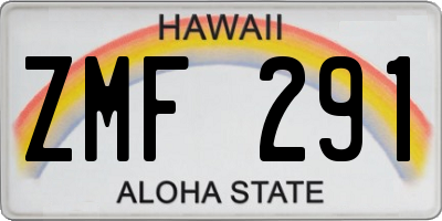 HI license plate ZMF291