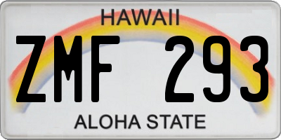 HI license plate ZMF293