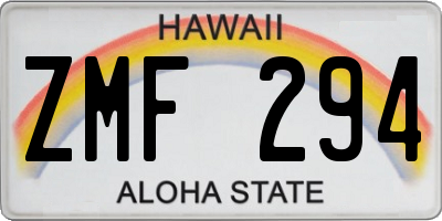HI license plate ZMF294
